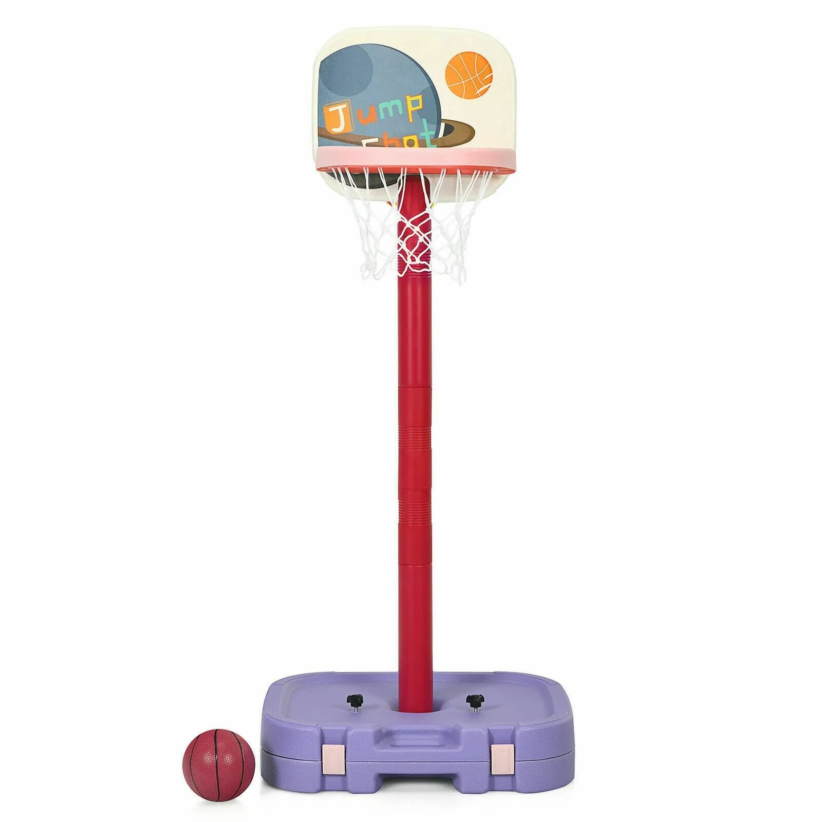 2 in 1 Adjustable Kids Basketball Hoop Set-Purple