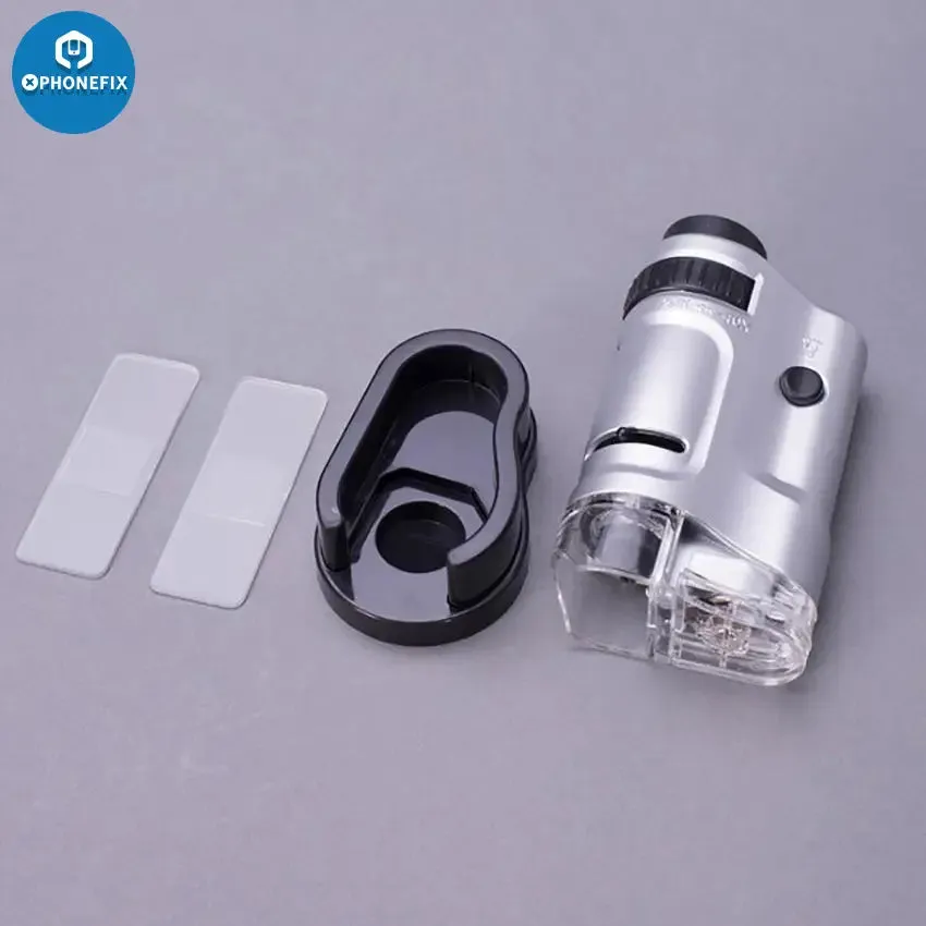 20-40X LED Lighted Pocket Microscope Zoom Magnifier with Slide Base