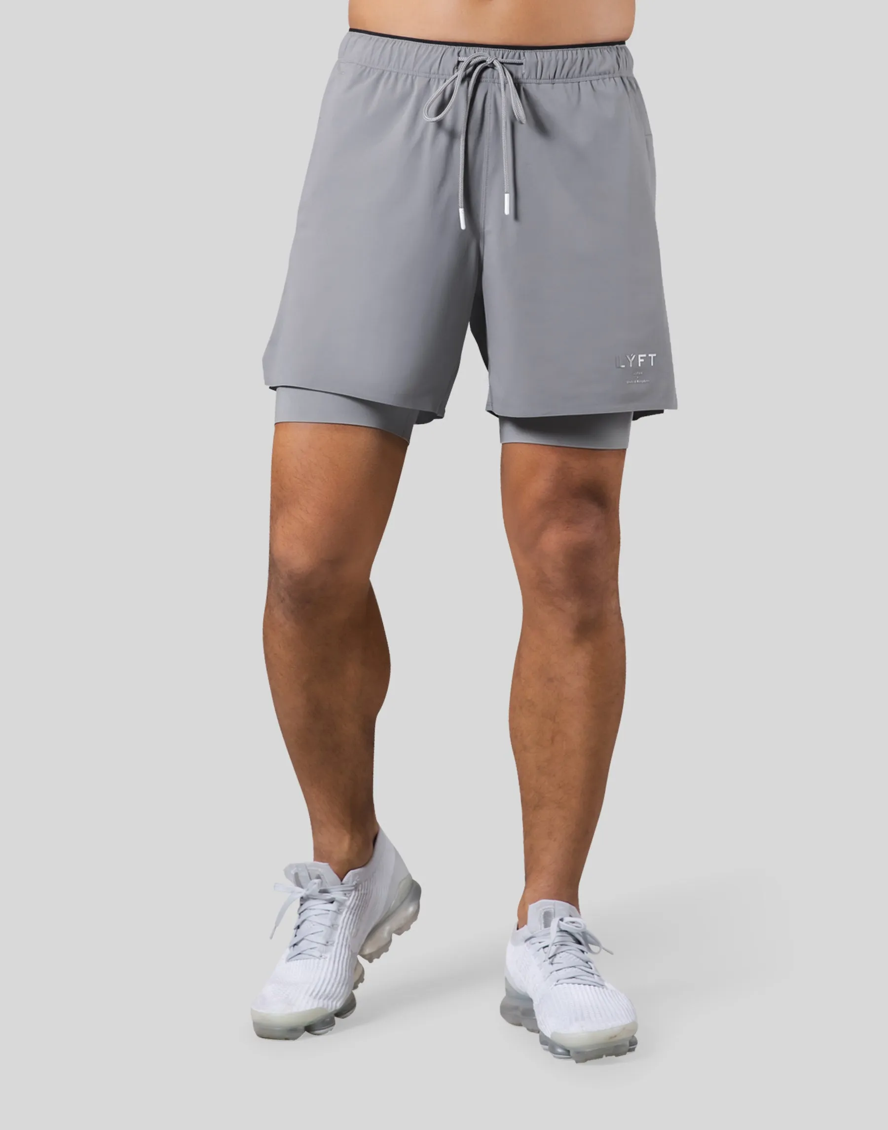 2Way Active Shorts With Leggings -Grey