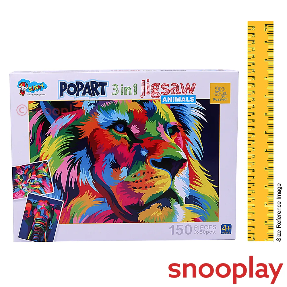 3 in 1 Pop Art Jigsaw Puzzle for Kids (3 Different Puzzles in 1 Set)