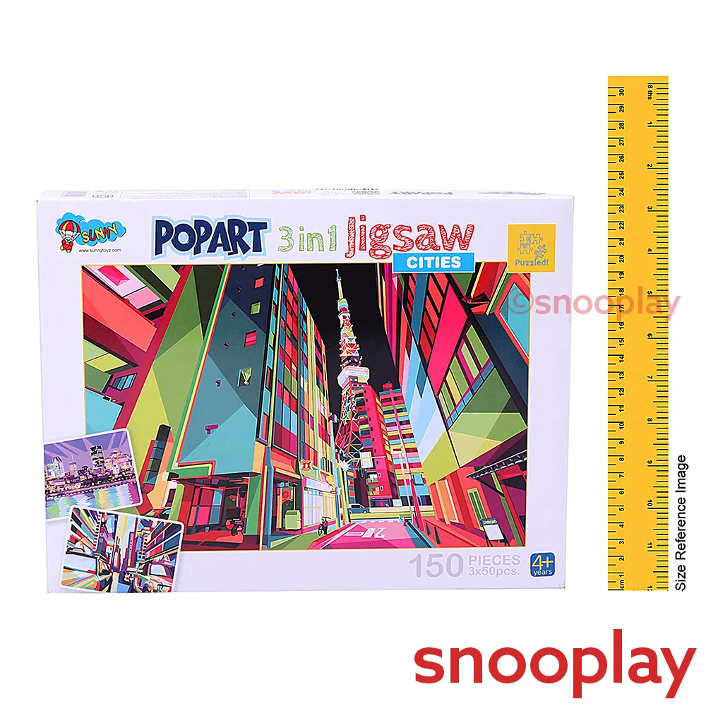 3 in 1 Pop Art Jigsaw Puzzle for Kids (3 Different Puzzles in 1 Set)