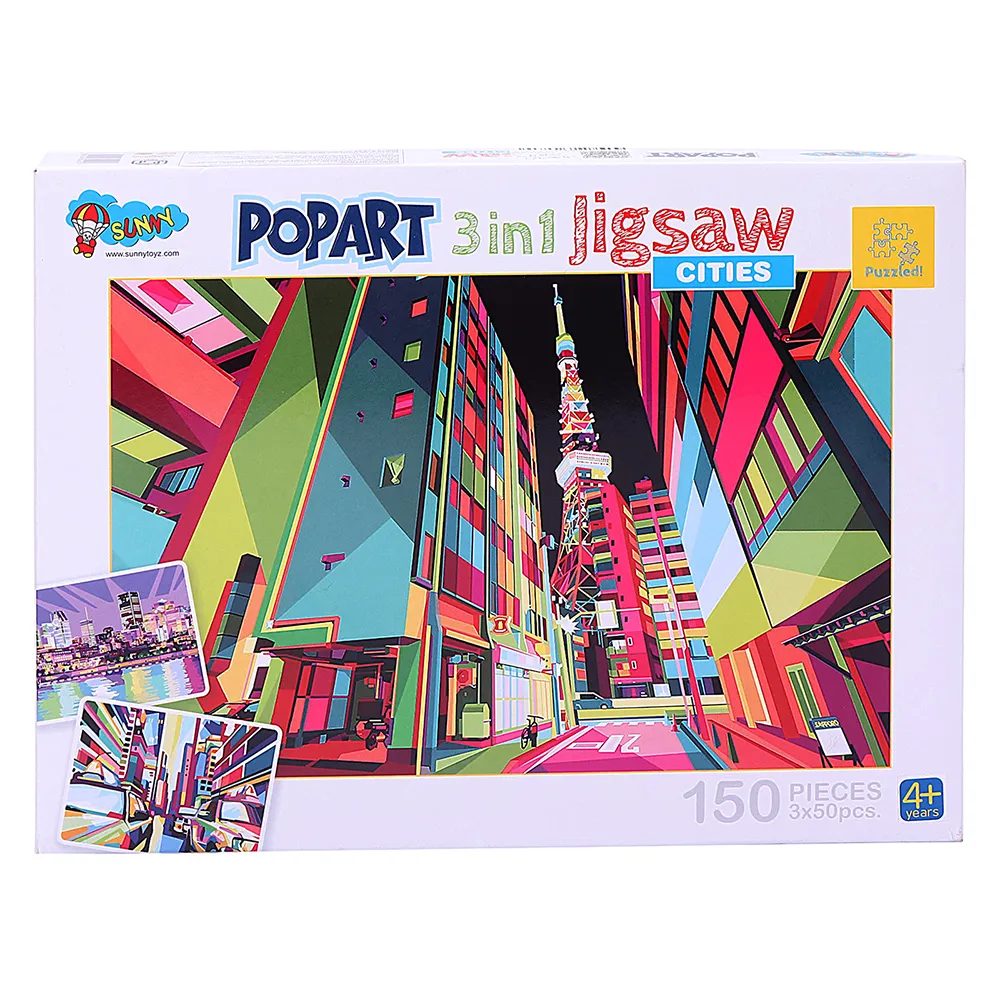 3 in 1 Pop Art Jigsaw Puzzle for Kids (3 Different Puzzles in 1 Set)