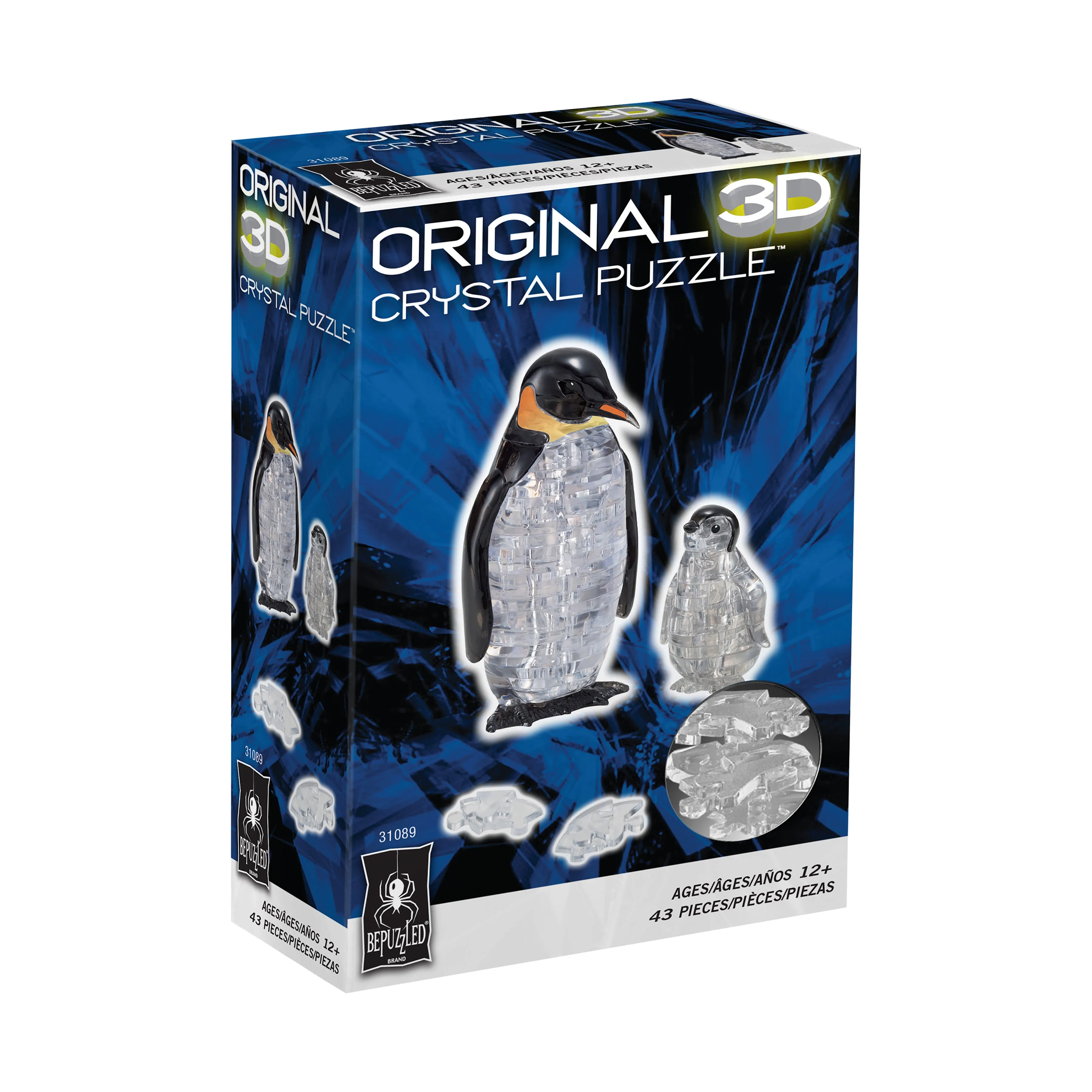 3D Crystal Puzzle - Penguin and Baby: Challenging 43-Piece Set