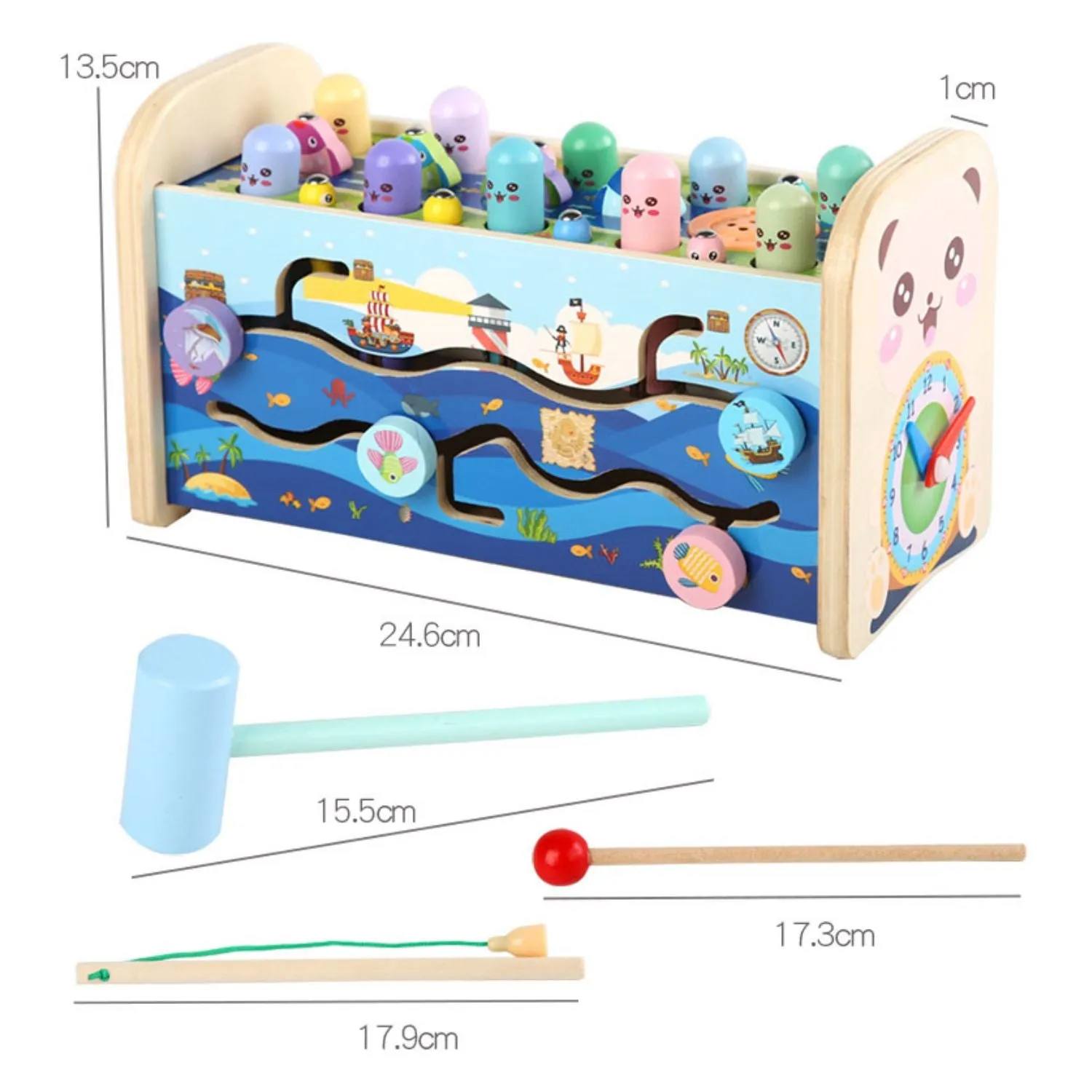 7-in-1 Wooden Sensory Activity Cube for Toddlers - Gominimo