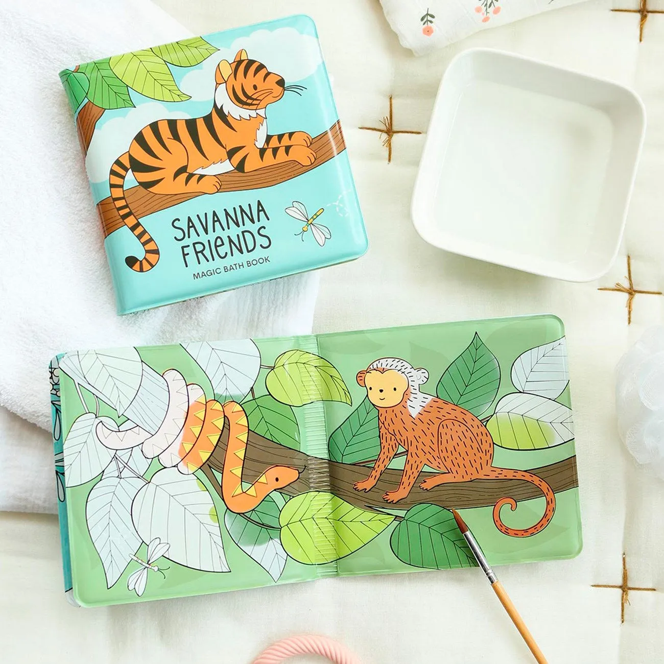 A Little Lovely Company Bathbook Magical Savanna Friends