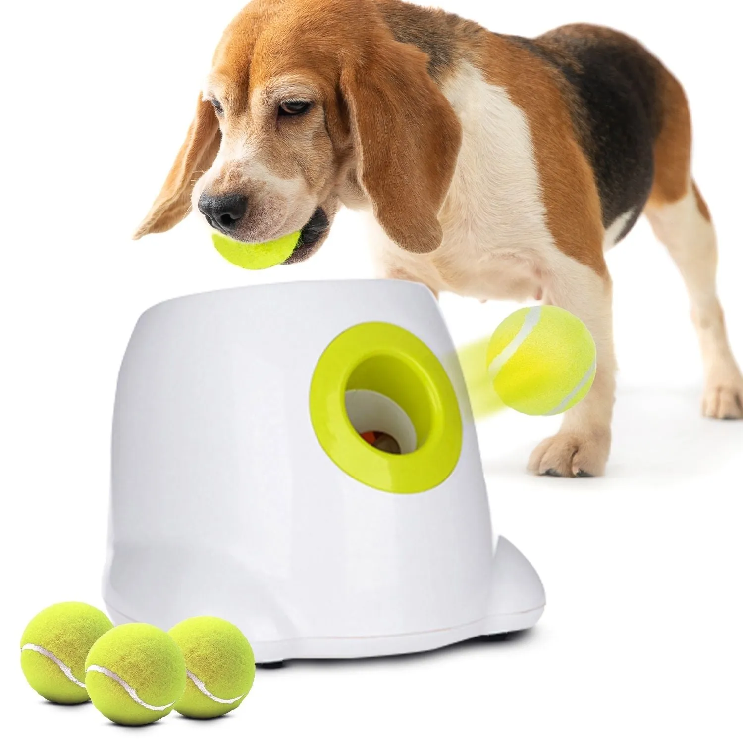 Adjustable Distance Automatic Dog Ball Launcher, Green - Floofi