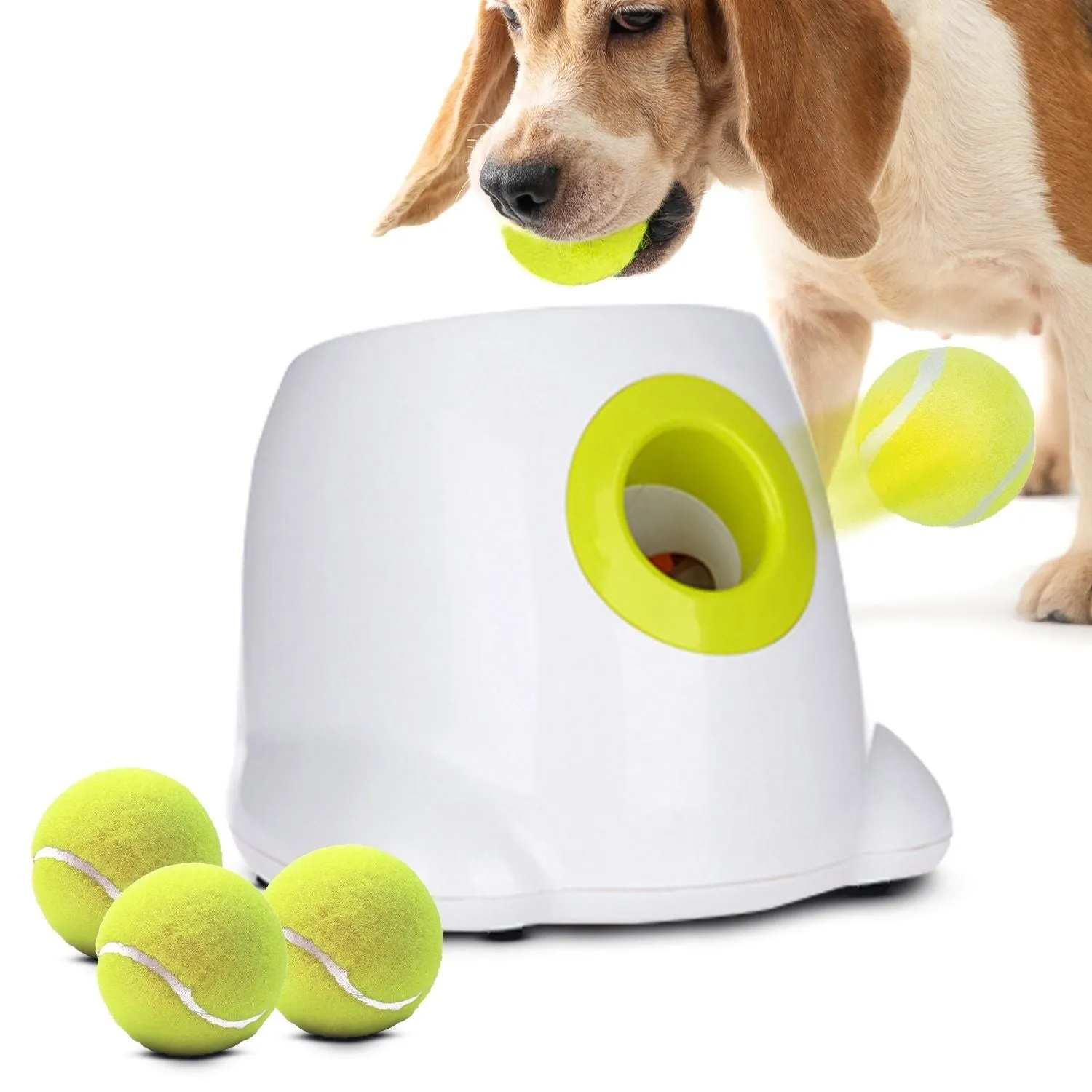 Adjustable Distance Automatic Dog Ball Launcher, Green - Floofi