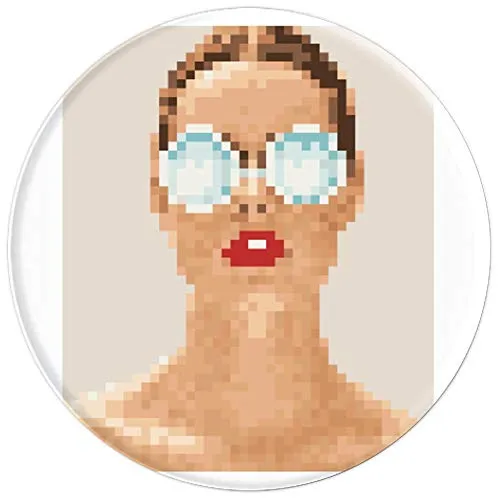 Amazon.com: Lady with Glasses Design, pixelated - PopSockets Grip and Stand for Phones and Tablets: Cell Phones & Accessories