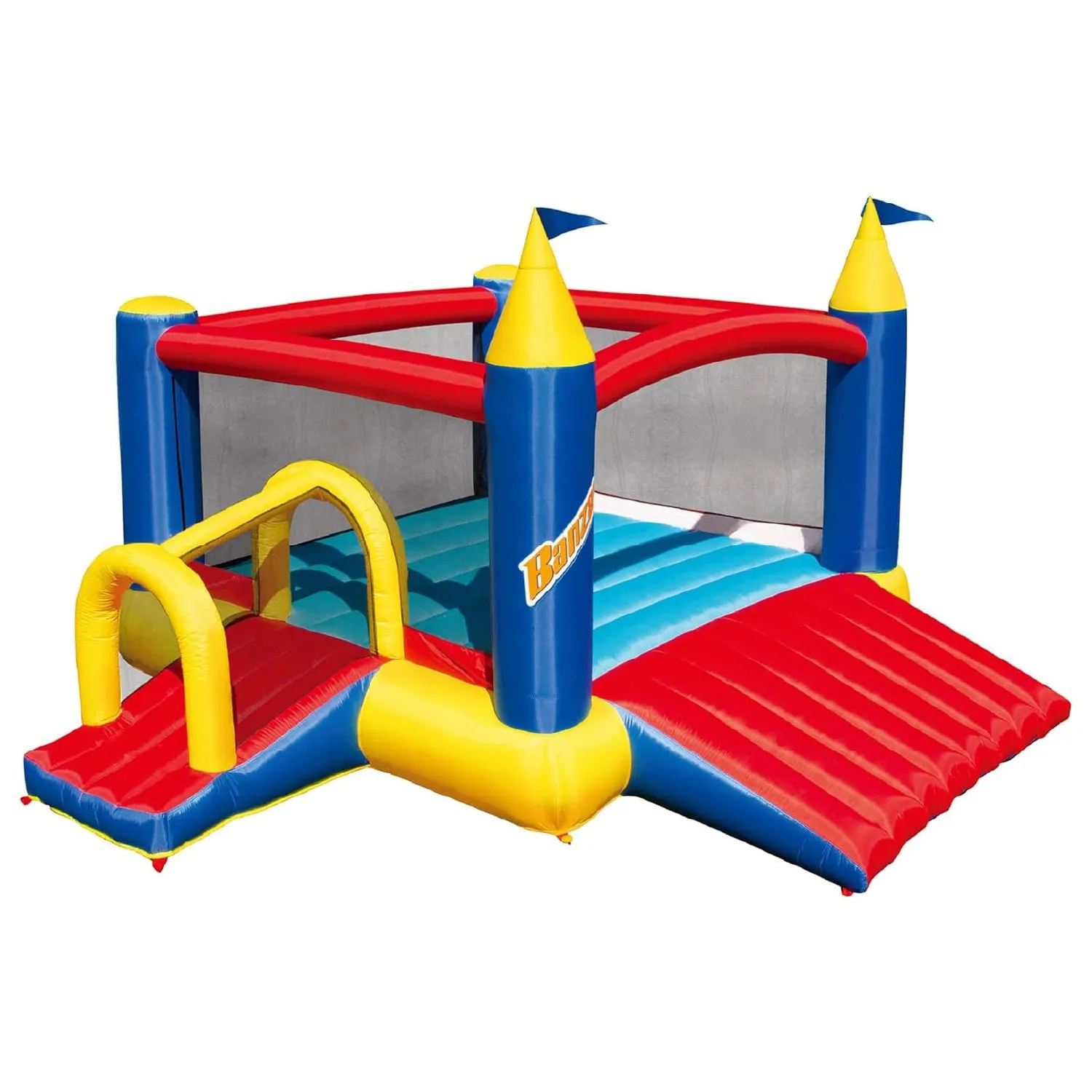 Banzai Slide N Fun Inflatable Bounce House with Net & Ball (Open Box)