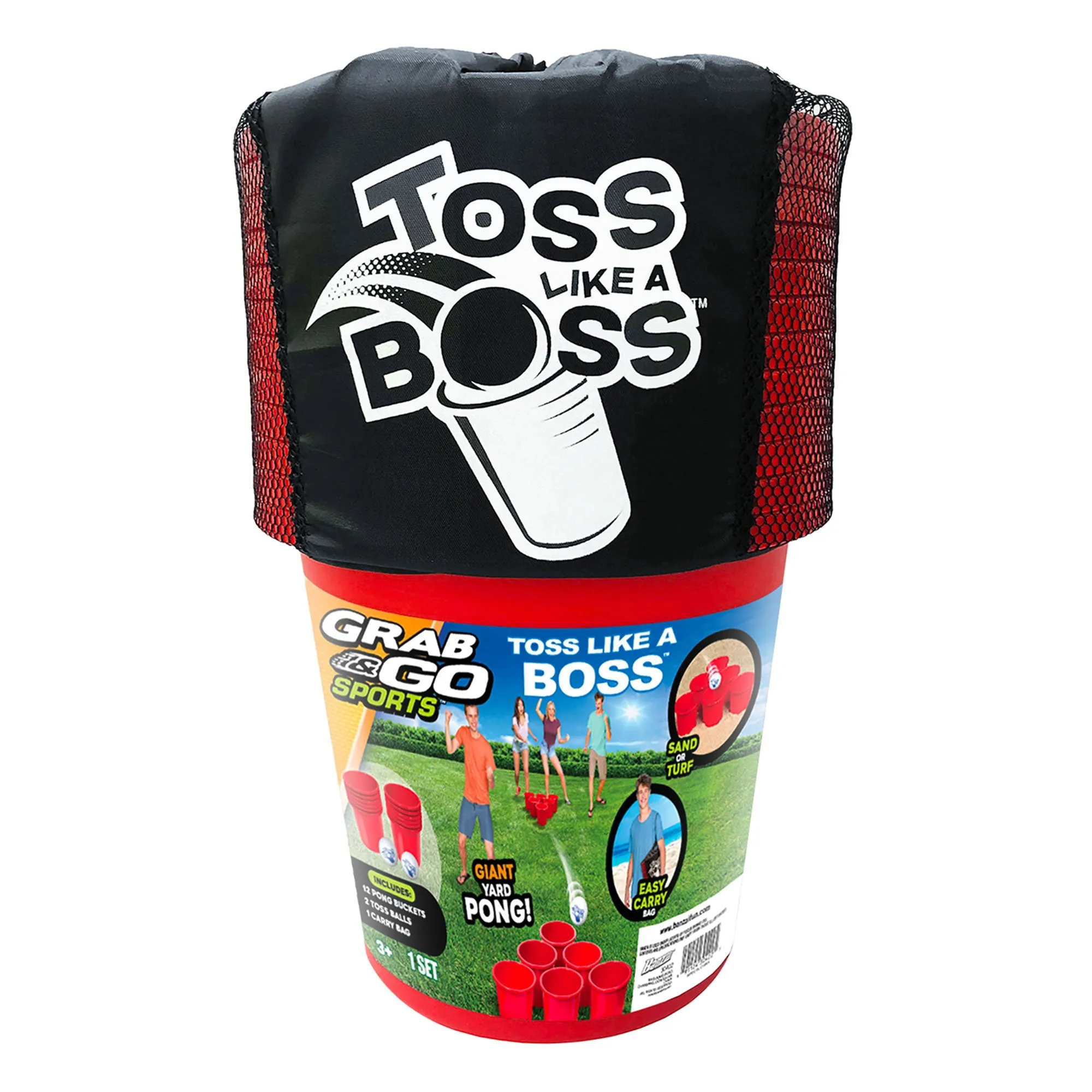 Banzai Toss Like A Boss Outdoor Giant Pong Lawn Game with Drawstring Carry Bag