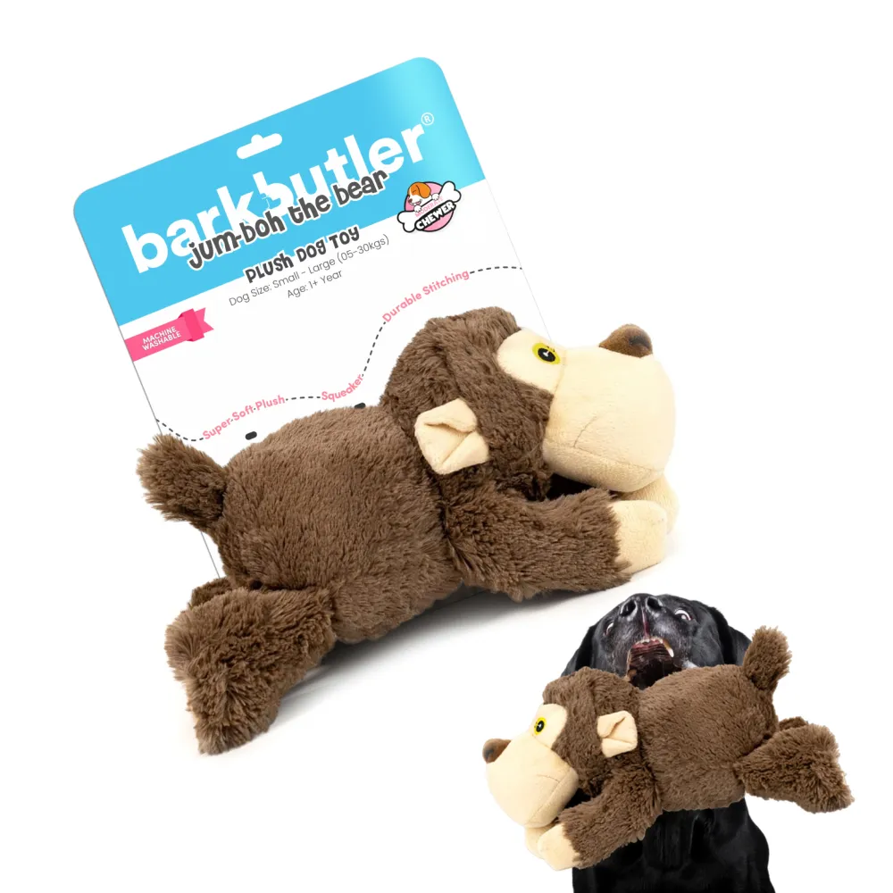 Barkbutler JumBoh the Bear Plush Toy for Dogs | For Medium Chewers (Brown)