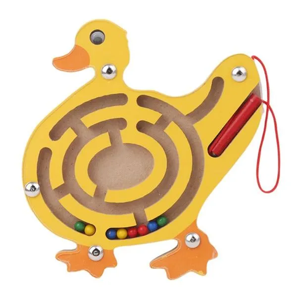 Children Magnetic Maze Toy Kids Wooden Puzzle Game Toy Kids Early Educational Brain Teaser Wooden Toy Intellectual Jigsaw Board