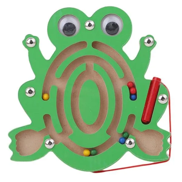 Children Magnetic Maze Toy Kids Wooden Puzzle Game Toy Kids Early Educational Brain Teaser Wooden Toy Intellectual Jigsaw Board