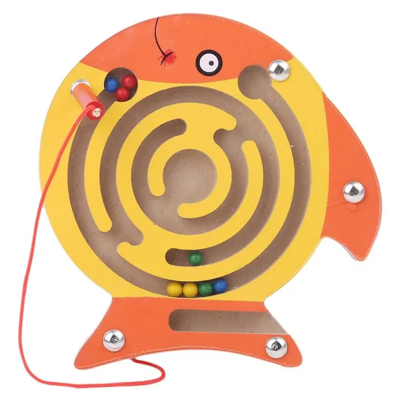 Children Magnetic Maze Toy Kids Wooden Puzzle Game Toy Kids Early Educational Brain Teaser Wooden Toy Intellectual Jigsaw Board