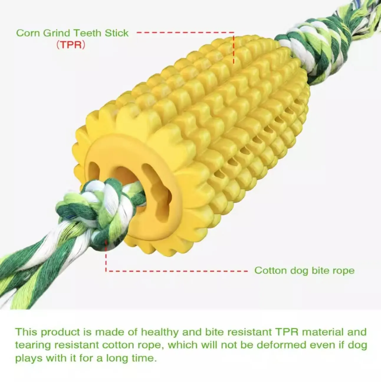 Dog Toothbrush Chew Toys Corn Molar Stick Bite-Resistant Toys with Rope