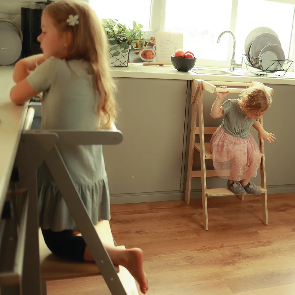 Foldable learning kitchen tower Grey