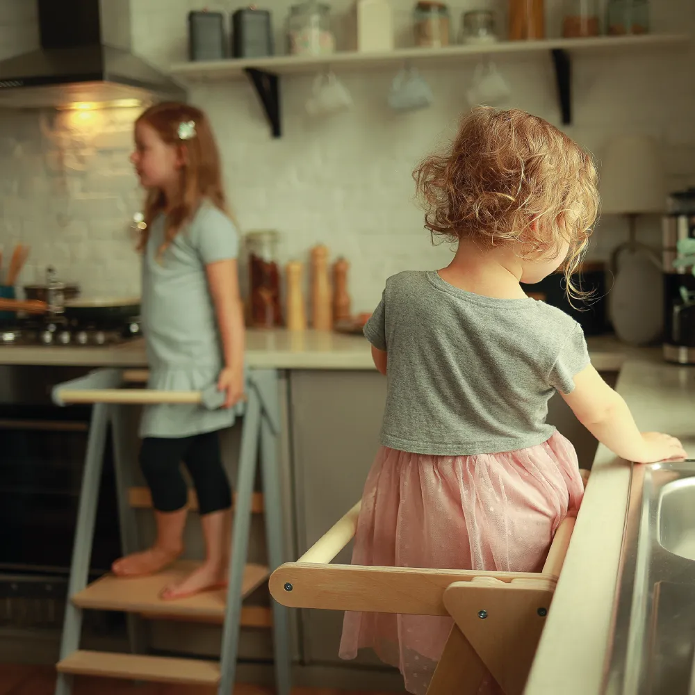 Foldable learning kitchen tower Grey