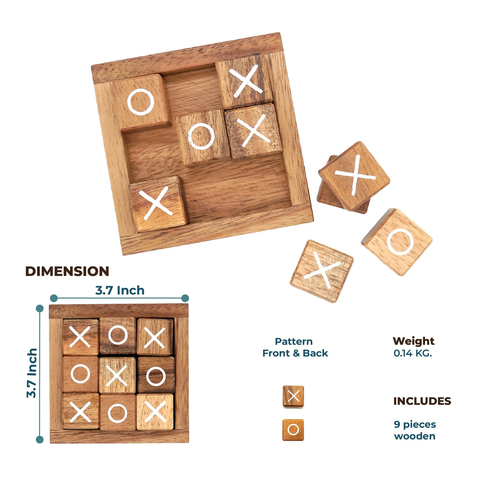 Fun Games Set- Wooden Puzzles, Tumbling Tower, Tic Tac Toe