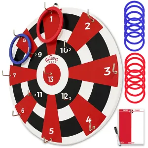 Hook Darts Ring Toss Game ‒ Wood Board and Soft Rings