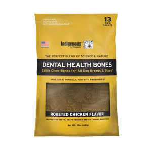 Indigenous Roasted Chicken Grain-Free Dental Dog Treats, Original 13ct