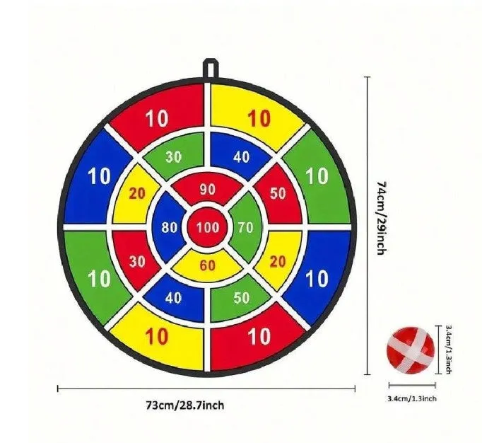 Large Dart Board for Kids, play safely with Sticky Balls and sticky safety Darts, Indoor or Outdoor -Foldable Design and Safe Materials: