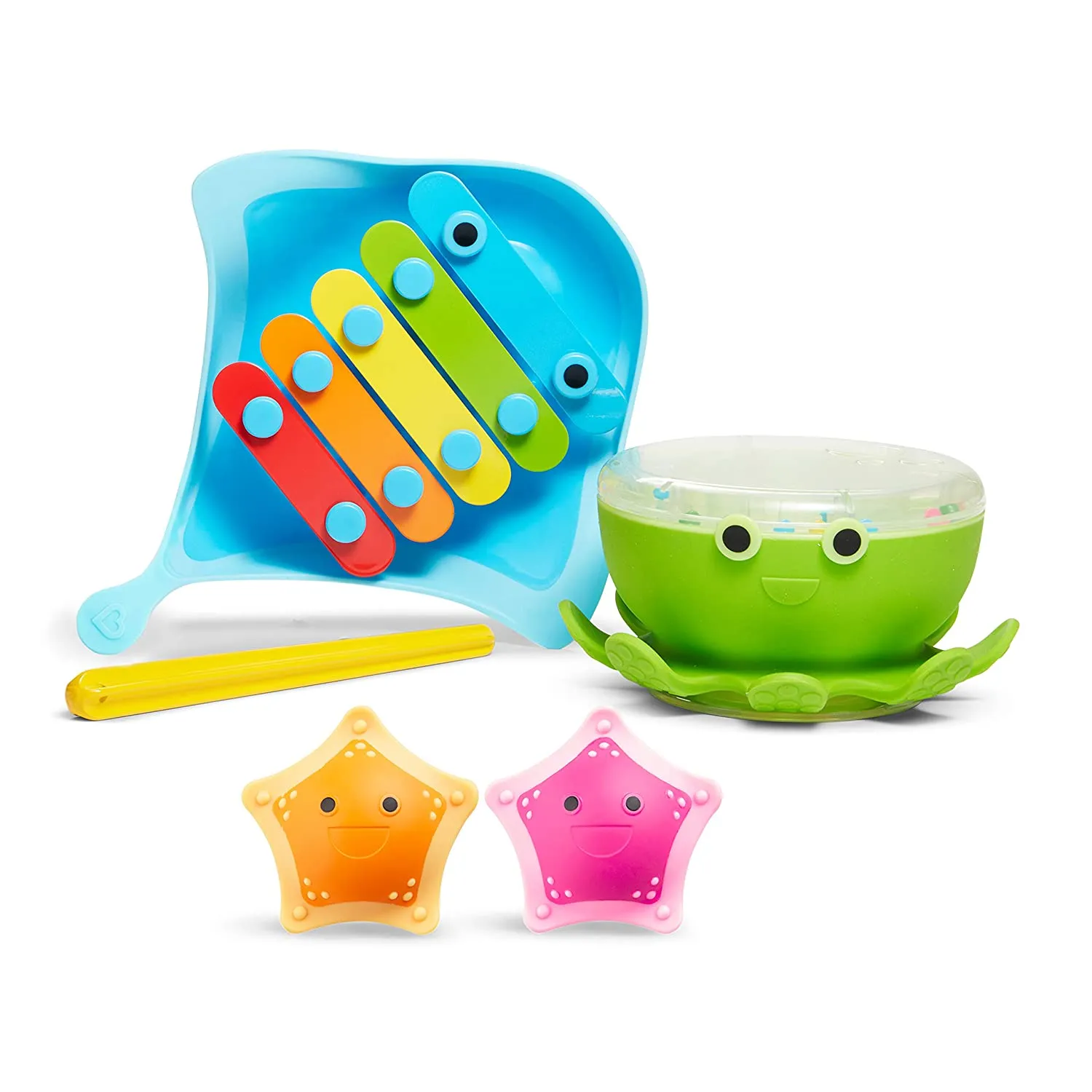 Munchkin Bath Beats Musical Toddler Bath Toy Set, Includes Xylophone, Bath Drum & Shakers