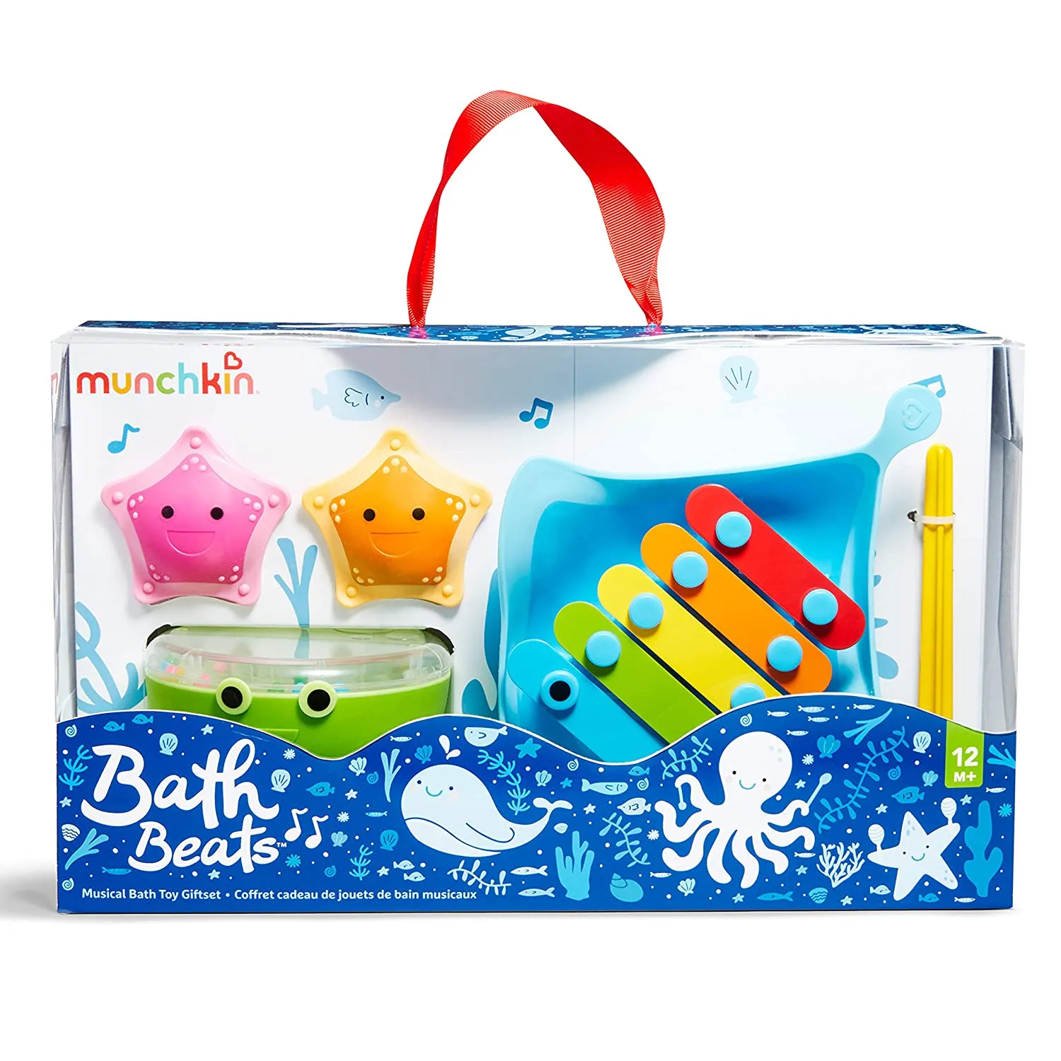 Munchkin Bath Beats Musical Toddler Bath Toy Set, Includes Xylophone, Bath Drum & Shakers