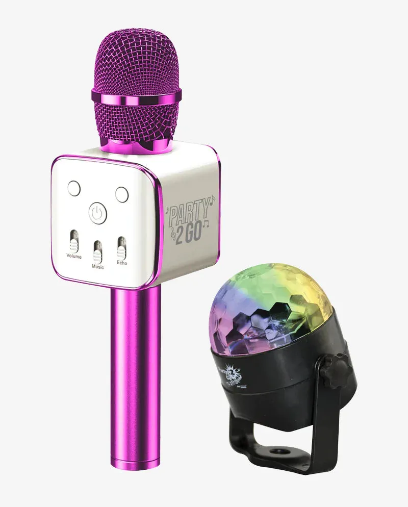 Party 2 Go Karaoke Mic & Disco Ball Combo - Pink