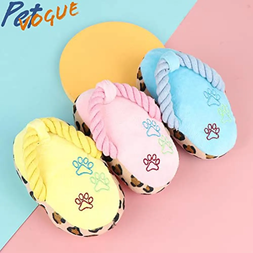 Pet Vogue Sandal Shaped Plush Toy for Dogs (Blue) | For Soft Chewers