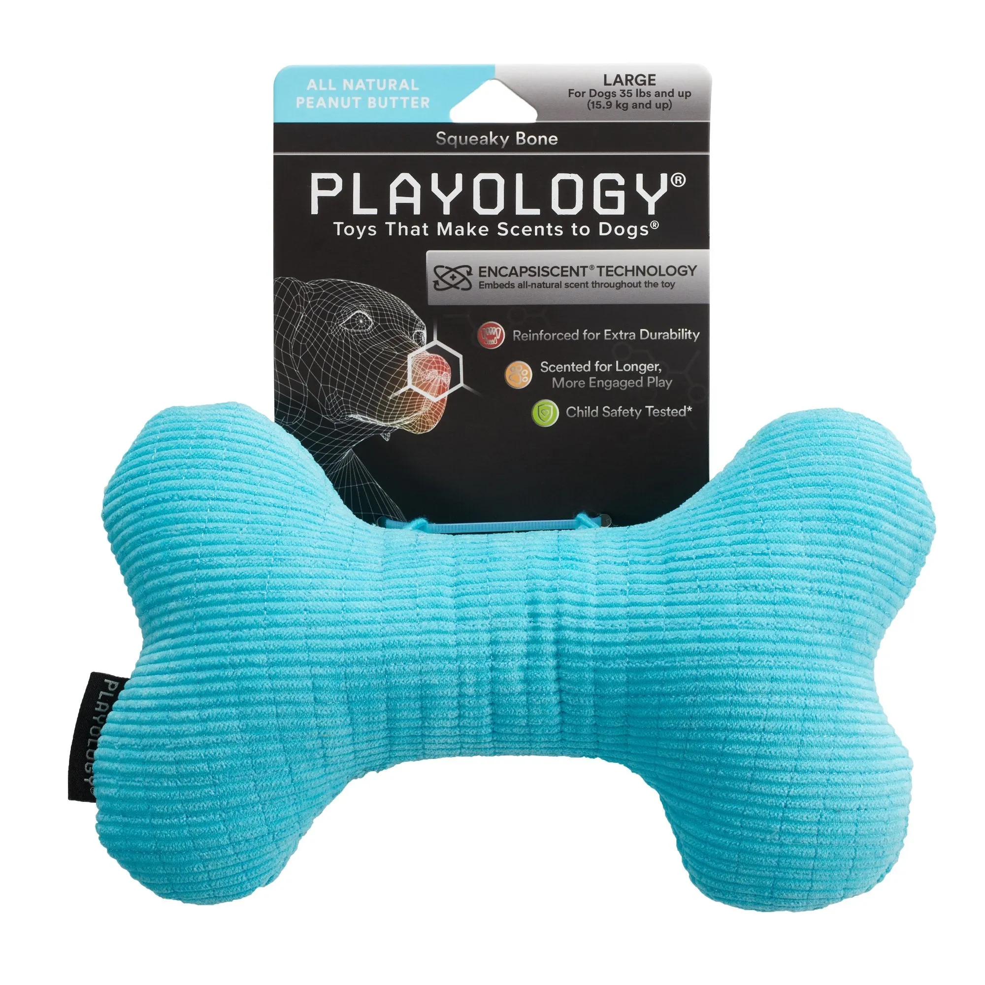 Playology Plush Squeaky Bone Dog Toy Peanut Butter