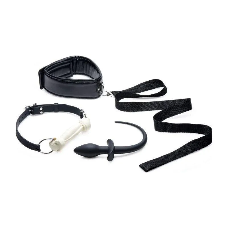 Puppy Play Set incl Gag, Plug and Collar Black