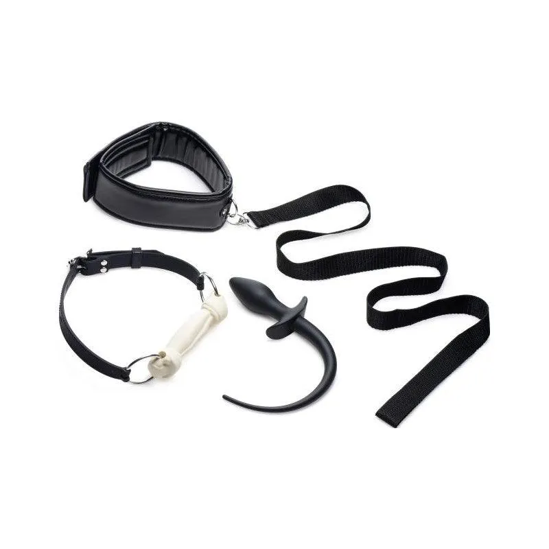 Puppy Play Set incl Gag, Plug and Collar Black