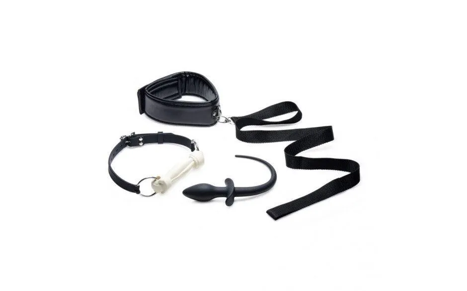 Puppy Play Set incl Gag, Plug and Collar Black