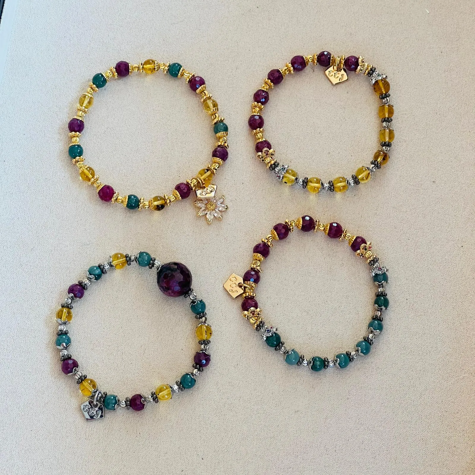 Ruby, Blue Amber & Blue Jade Babies Bracelet