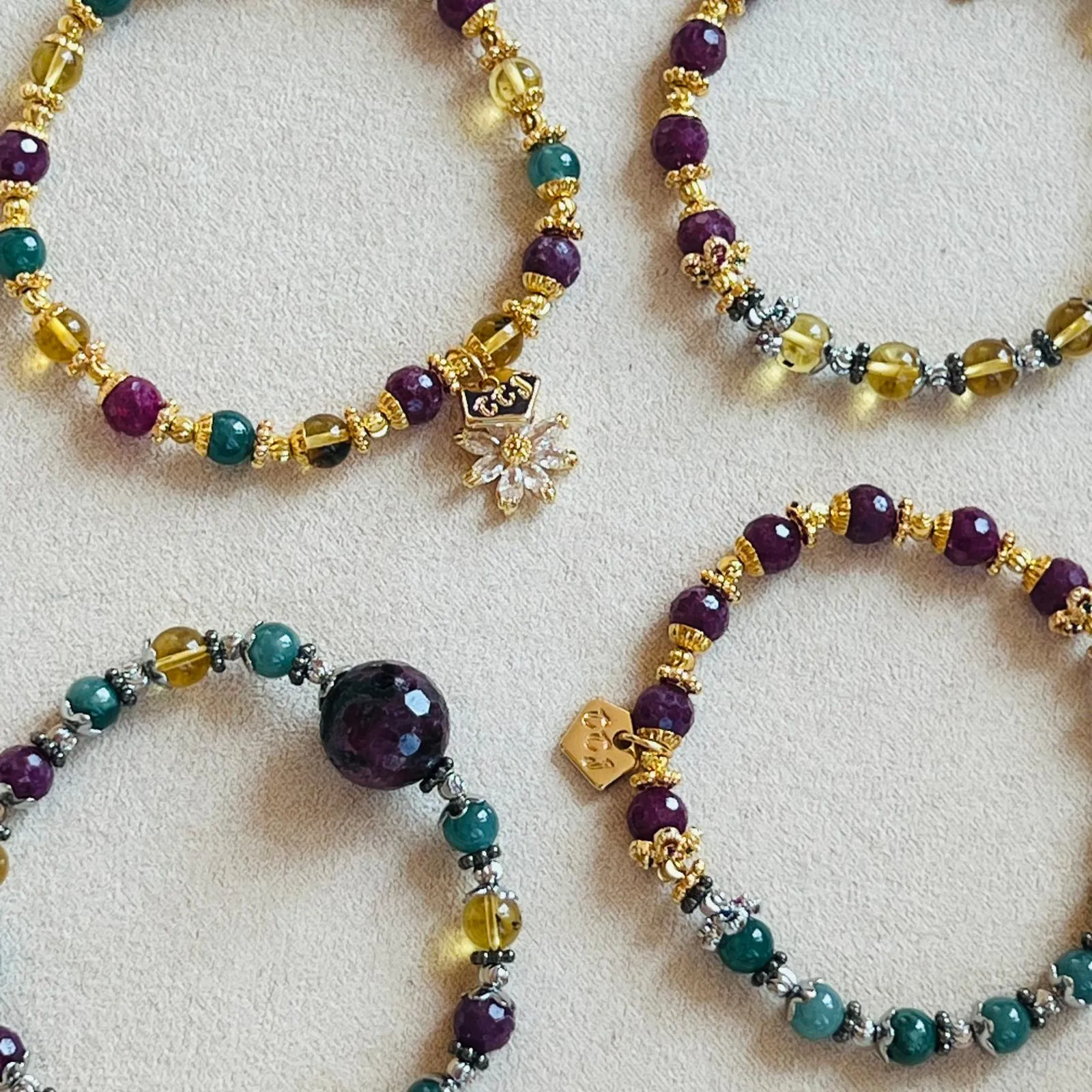 Ruby, Blue Amber & Blue Jade Babies Bracelet