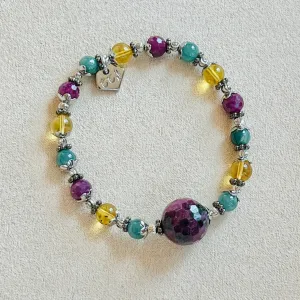 Ruby, Blue Amber & Blue Jade Babies Crown Bracelet