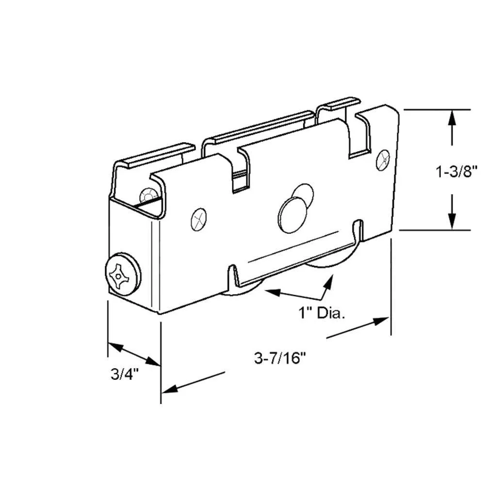 Sliding Glass Patio Door 1" Tandem Nylon Ball Bearing Roller With 3/4" Wide Housing For P.H. Tech Doors