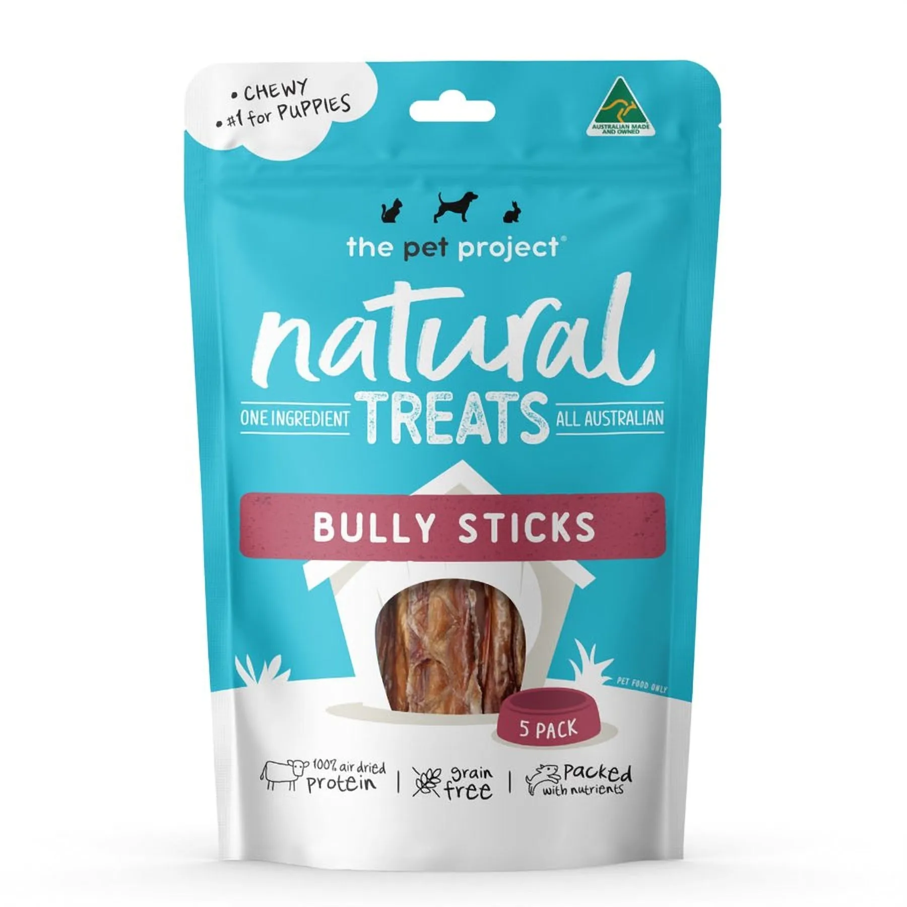 The Pet Project Dog Treat Bully Sticks 5 Pack