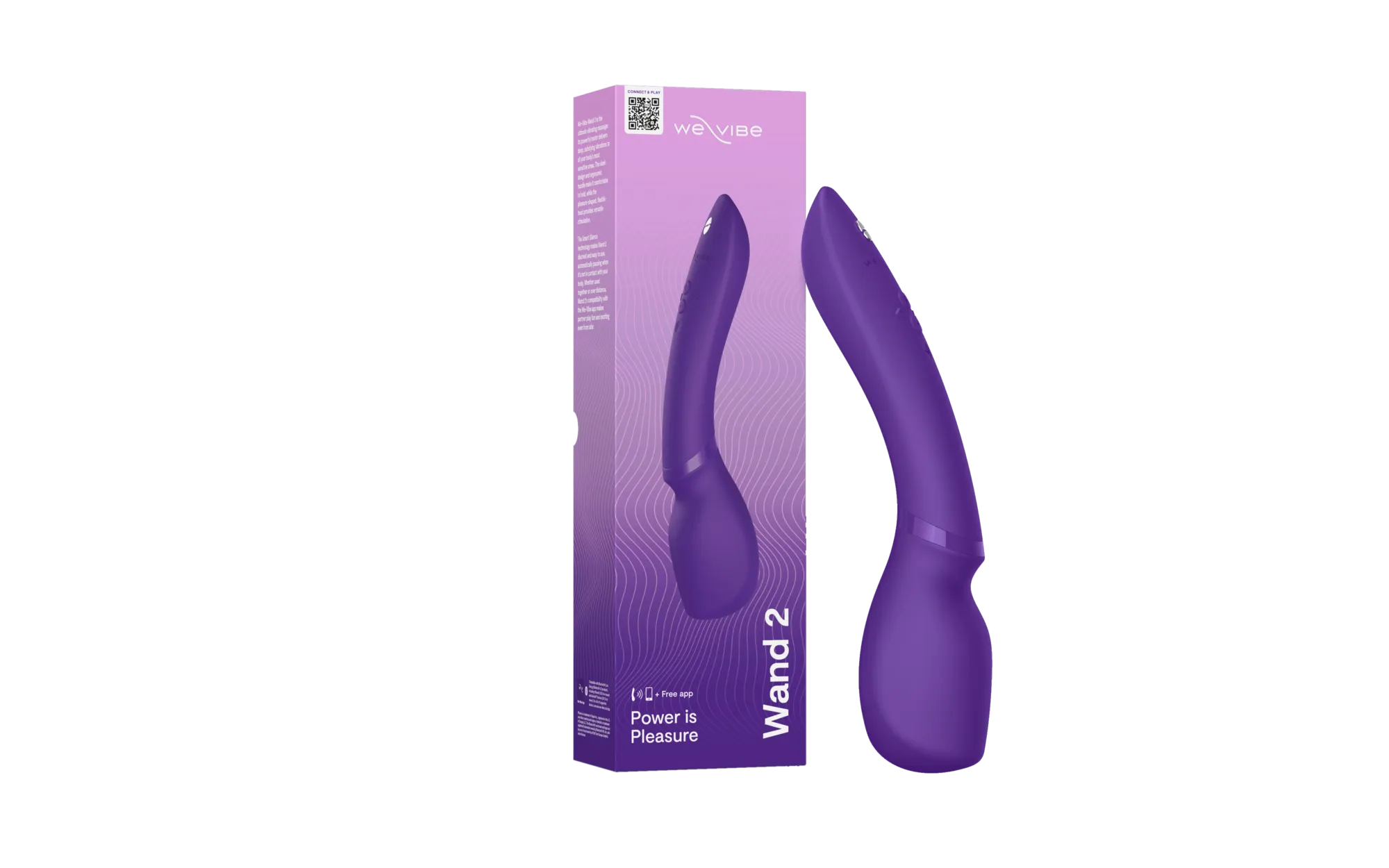 We-Vibe Wand 2 Rechargeable Silicone App Enabled Wand Cordless Vibrator Purple