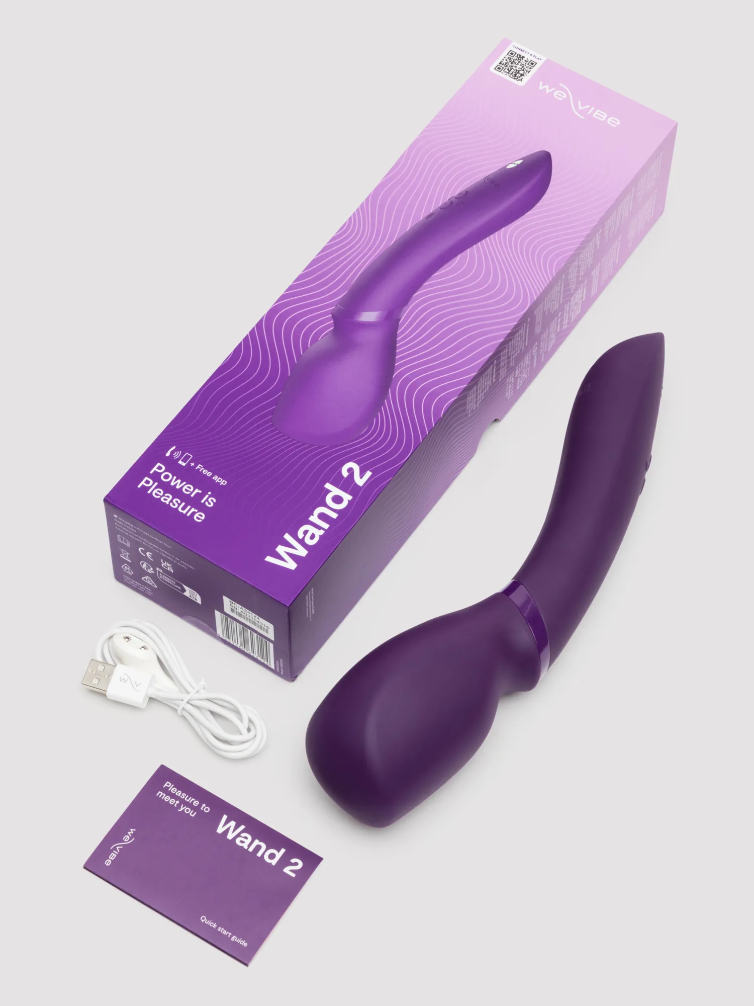 We-Vibe Wand 2 Rechargeable Silicone App Enabled Wand Cordless Vibrator Purple