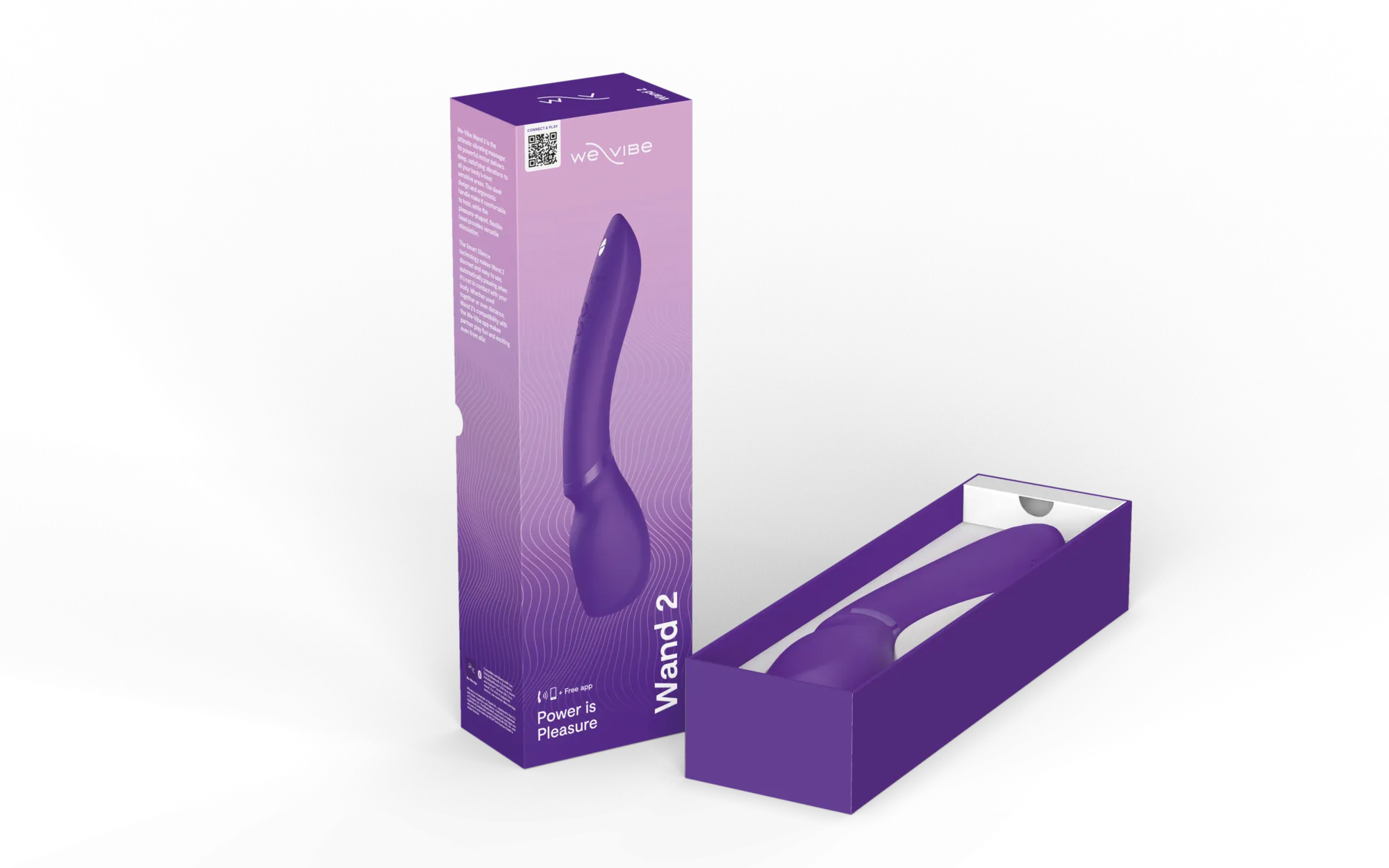 We-Vibe Wand 2 Rechargeable Silicone App Enabled Wand Cordless Vibrator Purple