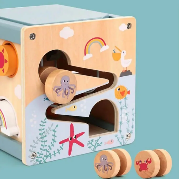 Wood Ocean Maze Activity Cube